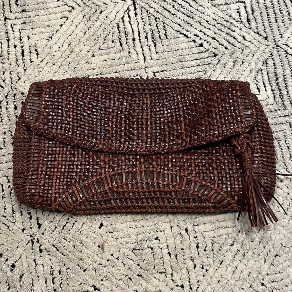 RARE Vintage Cole Hann Woven Leather Clutch - Picture 12 of 14